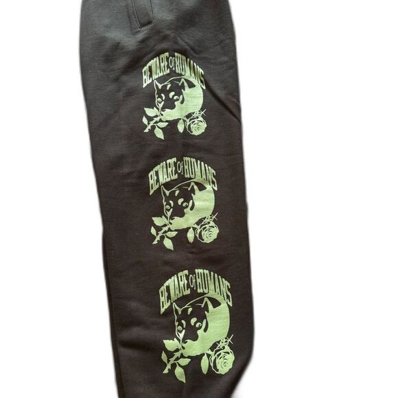 Market Studios Beware of Humans Joggers Pants Black Green Size M Brand New - Picture 6 of 7